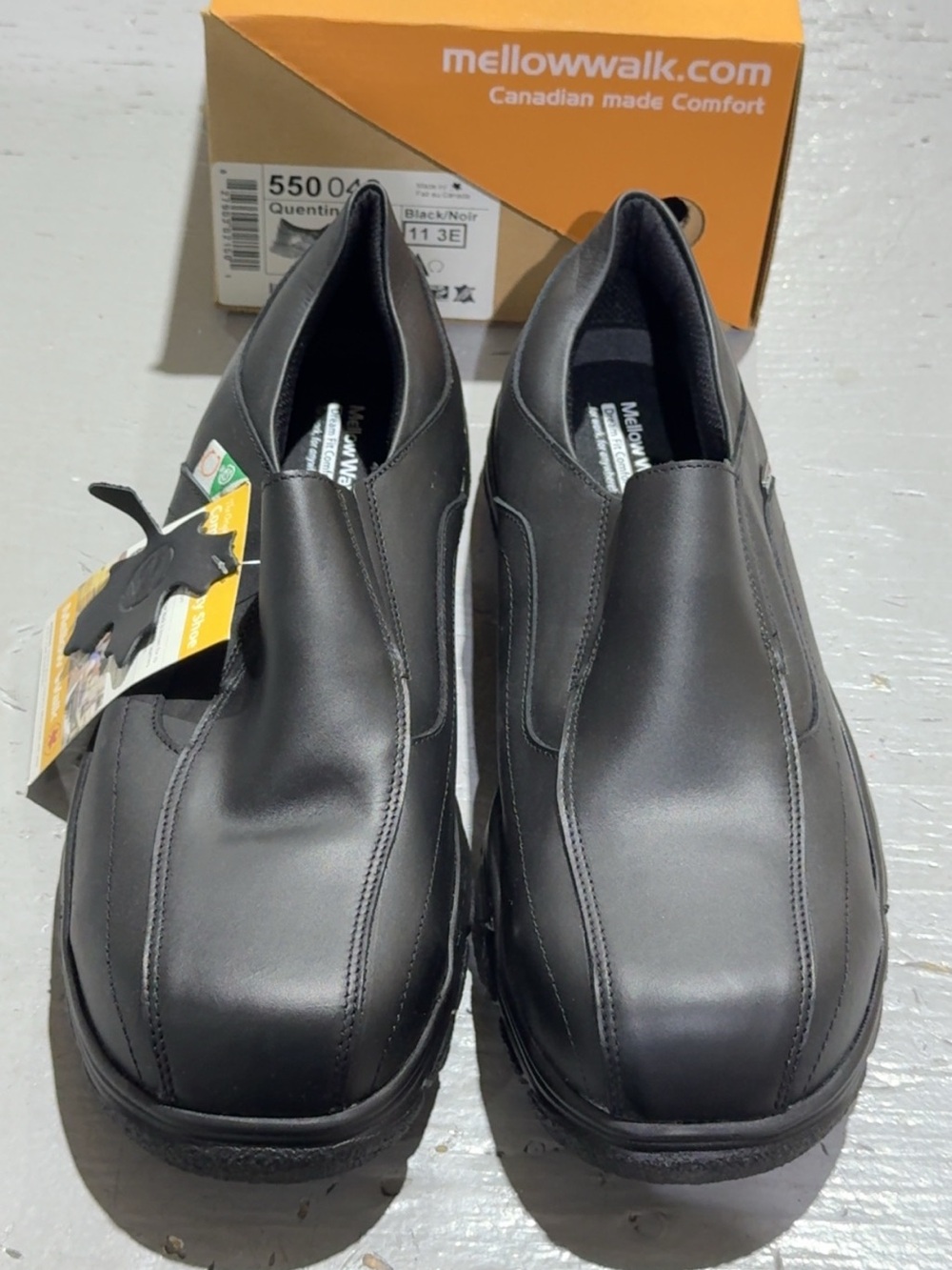 Mellow Walk Men's Black Leather CSA Safety Shoes Size 11